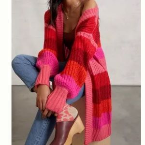 Anthropologie Striped Long Cardigan, One Size